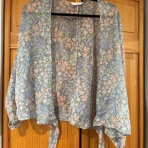 Sheer floral wrap cardigan